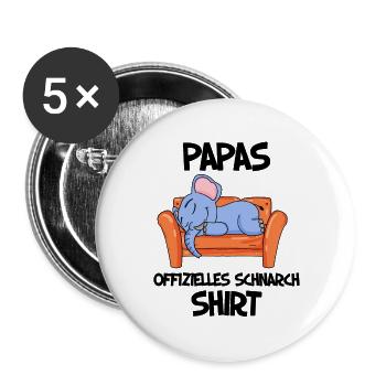 Papa Schlafshirt Vater Geschenk - Buttons groß 56 mm (5er Pack) - Weiß - Vorne