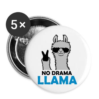 Quote No Drama Llama - Buttons large 2.2''/56 mm (5-pack) - white - Front