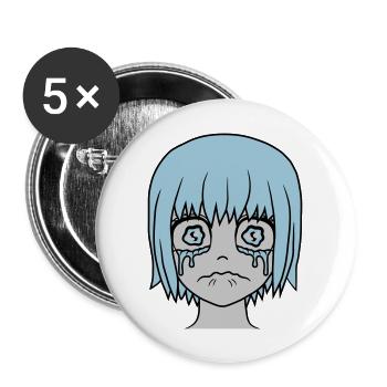 Unhappy sad girl face - Buttons large 2.2''/56 mm (5-pack) - white - Front