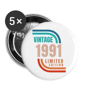 Vintage 1991 limited edition - Buttons large 2.2''/56 mm (5-pack) - white - Front