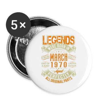 1970 Mars Anniversaire Légende - Lot de 5 grands badges (56 mm) - blanc - Devant