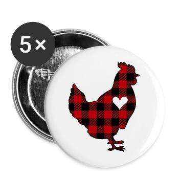 Buffalo Plaid Chicken - Buttons large 2.2''/56 mm (5-pack) - white - Front