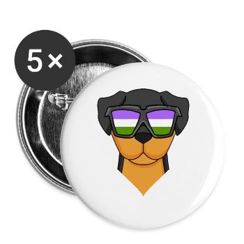 Genderqueer Chien Lgbt Rottweiler - Lot de 5 grands badges (56 mm) - blanc - Devant
