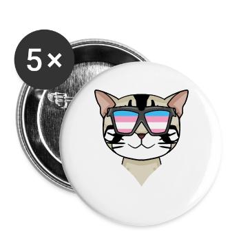 Transgender Transsexuell American Shorthair Katze - Buttons groß 56 mm (5er Pack) - Weiß - Vorne