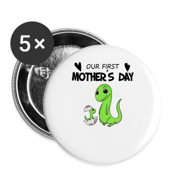 Mother's Day Gift - Our First Mother's Day - Buttons large 2.2''/56 mm (5-pack) - white - Front