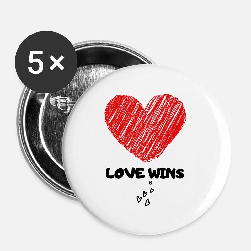 LOVE WINS - Buttons large 2.2''/56 mm (5-pack) - white