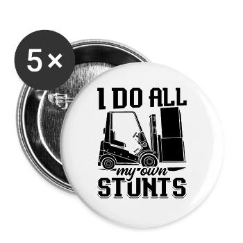 Forklift Driver Warehouse Forklift Gift Idea - Buttons large 2.2''/56 mm (5-pack) - white - Front