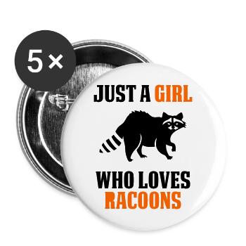 NUR EIN MÄDCHEN, DAS WASCHBÄREN LIEBT - Buttons groß 56 mm (5er Pack) - Weiß - Vorne