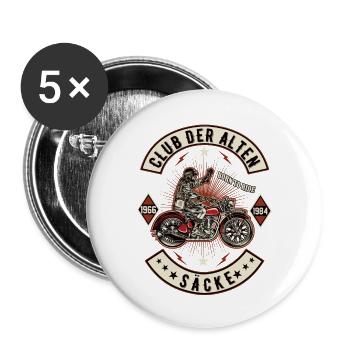 Club der alten Säcke Motorrad Biker Motorradfahrer - Buttons groß 56 mm (5er Pack) - Weiß - Vorne
