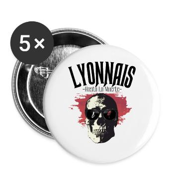 Lyonnais Hasta La Muerte - 69 - Lot de 5 grands badges (56 mm) - blanc - Devant
