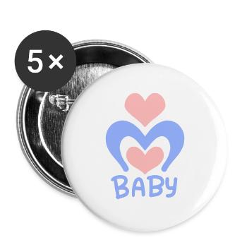 Baby Heart - Corps de bébé - Lot de 5 grands badges (56 mm) - blanc - Devant