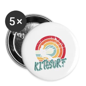 Kitesurfen Kitesurf Kitesurfer Kiteboard - Buttons groß 56 mm (5er Pack) - Weiß - Vorne