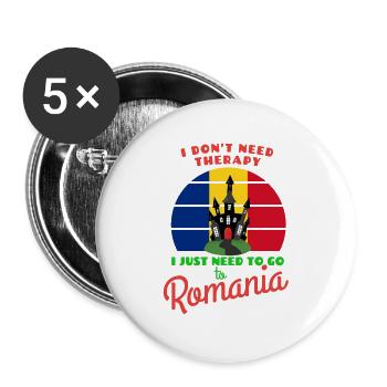 Funny "I just need to go to Romania" - Buttons large 2.2''/56 mm (5-pack) - white - Front