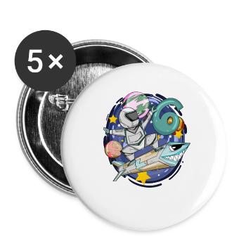 6. Geburtstag Junge - 6 Jahre alt - Ich bin 6 - Buttons groß 56 mm (5er Pack) - Weiß - Vorne