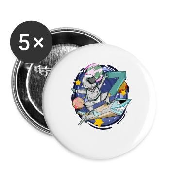 7 Birthday Astronaut Rockets Space - Buttons large 2.2''/56 mm (5-pack) - white - Front