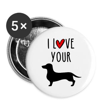 I Like Your Wiener - I Love Your Dachshund - Buttons groß 56 mm (5er Pack) - Weiß - Vorne