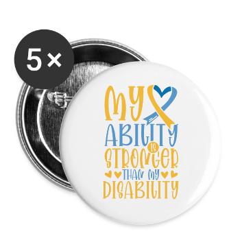 Mut und Stärke im Umgang mit Behinderung - Buttons groß 56 mm (5er Pack) - Weiß - Vorne