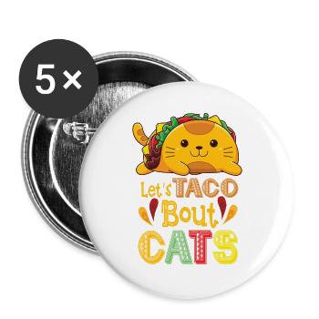 Let's Taco Bout Cats Catlover - Buttons groß 56 mm (5er Pack) - Weiß - Vorne