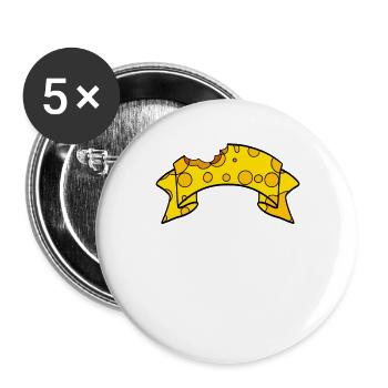 Banner aus Käse - Buttons groß 56 mm (5er Pack) - Weiß - Vorne