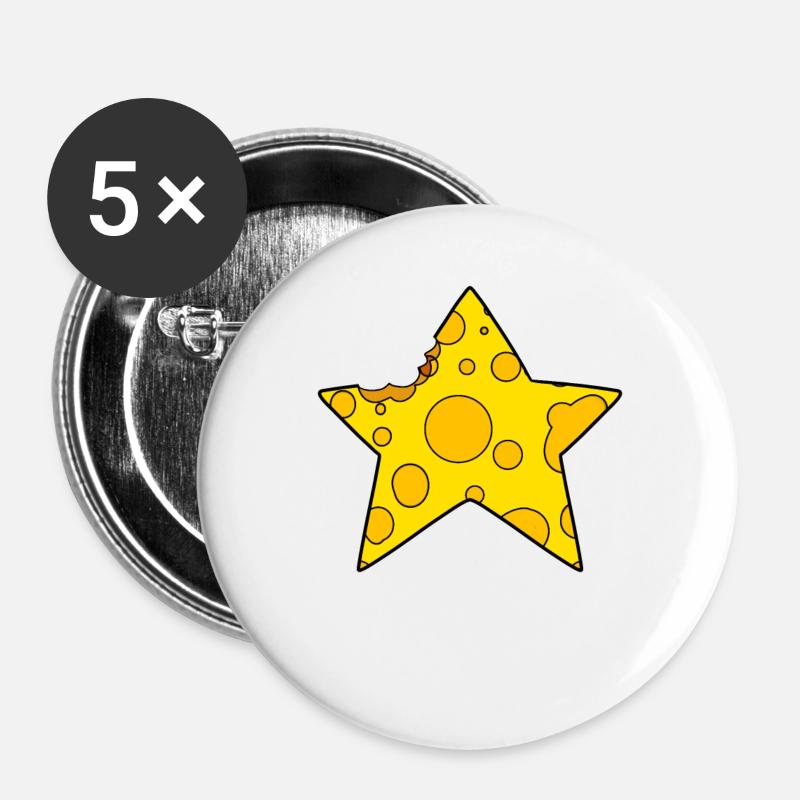 Cheese Star - Buttons large 2.2''/56 mm (5-pack) - white