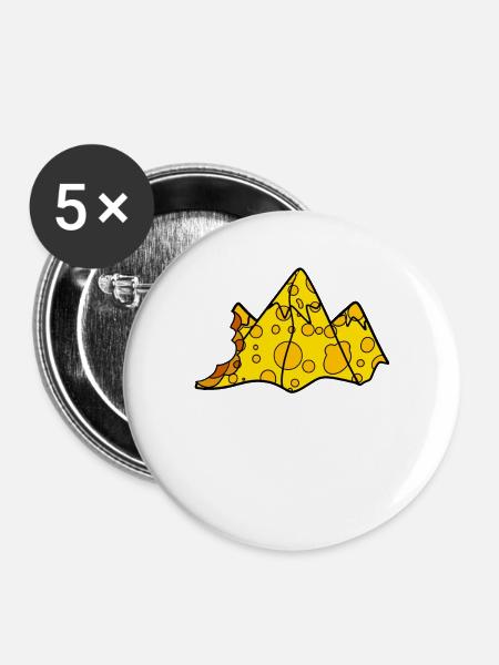 Käse Berg - Buttons groß 56 mm (5er Pack) - Weiß