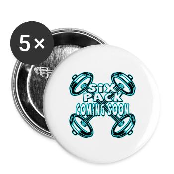 Six Pack Coming Soon 22 - Buttons large 2.2''/56 mm (5-pack) - white - Front