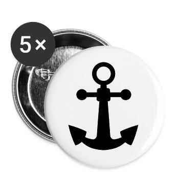 Anchor Symbol Icon Logo Sea Sea Water Graphic - Buttons large 2.2''/56 mm (5-pack) - white - Front