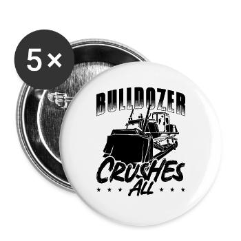Construction Worker Excavator Bulldozer Gift Idea - Buttons large 2.2''/56 mm (5-pack) - white - Front