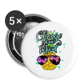 Pineapple change your thinking - Buttons large 2.2''/56 mm (5-pack) - white - Front