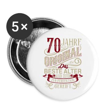 70. Geburtstag Vintage Retro - Buttons groß 56 mm (5er Pack) - Weiß - Vorne