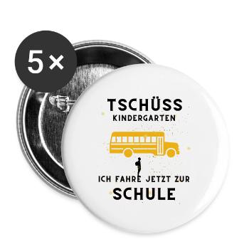 Einschulung - Buttons groß 56 mm (5er Pack) - Weiß - Vorne