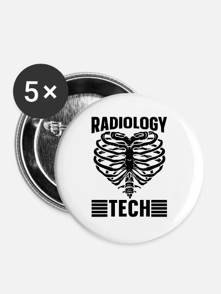 Radiologie Rad Techs Röntgentechniker Geschenkidee - Buttons groß 56 mm (5er Pack) - Weiß