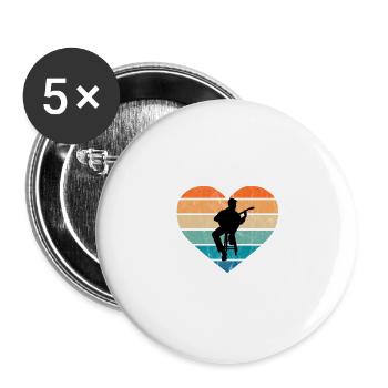 Ich liebe Gitarristen mit akustische Gitarre - Buttons groß 56 mm (5er Pack) - Weiß - Vorne