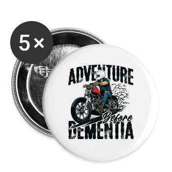 Abenteurer auf Motorrad mit Helm - Buttons groß 56 mm (5er Pack) - Weiß - Vorne