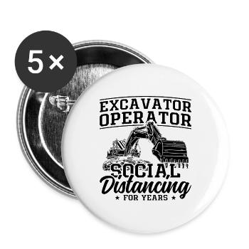 Baggern Bauarbeiter Baggerfahrer Geschenkidee - Buttons groß 56 mm (5er Pack) - Weiß - Vorne