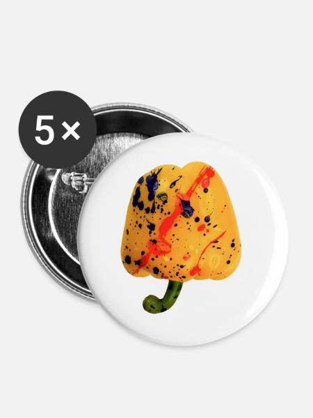Paprika 🫑 (gelb) - Buttons groß 56 mm (5er Pack) - Weiß