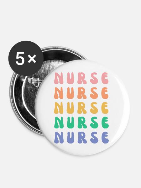 Krankenschwester - Buttons groß 56 mm (5er Pack) - Weiß