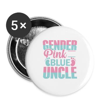 keeper of the gender pink and blue uncle loves you - Buttons groß 56 mm (5er Pack) - Weiß - Vorne