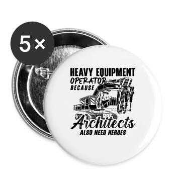 Baggern Bau Baggerfahrer Bauarbeiter Geschenkidee - Buttons groß 56 mm (5er Pack) - Weiß - Vorne