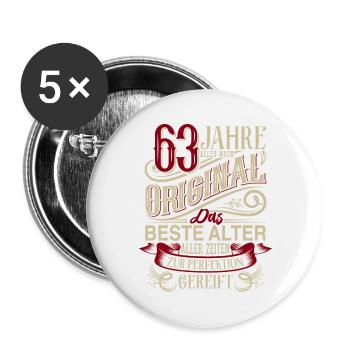 63. Geburtstag Vintage Retro - Buttons groß 56 mm (5er Pack) - Weiß - Vorne