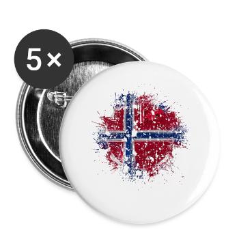 Norwegen - Buttons groß 56 mm (5er Pack) - Weiß - Vorne