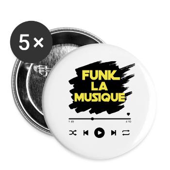 Funk la Musique - Lot de 5 grands badges (56 mm) - blanc - Devant