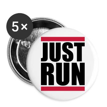 Just Run Balken Logo - Buttons groß 56 mm (5er Pack) - Weiß - Vorne
