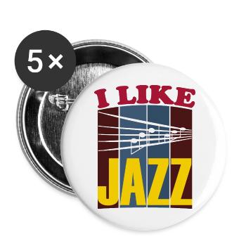 I like Jazz white - Lot de 5 grands badges (56 mm) - blanc - Devant