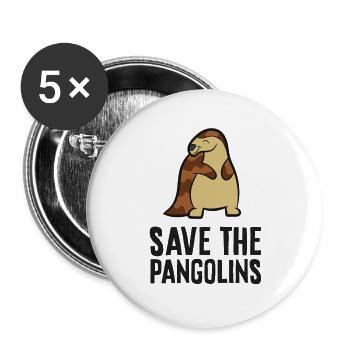 Save The Pangolins - Buttons large 2.2''/56 mm (5-pack) - white - Front