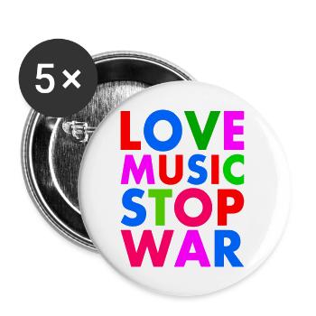 Stop war - Lot de 5 grands badges (56 mm) - blanc - Devant