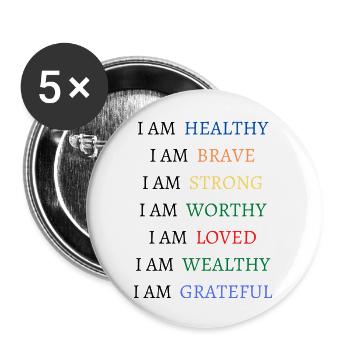 Law of Attraction - I Am - Buttons large 2.2''/56 mm (5-pack) - white - Front