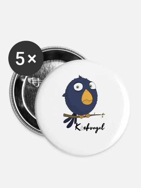 Kackvogel - Buttons groß 56 mm (5er Pack) - Weiß