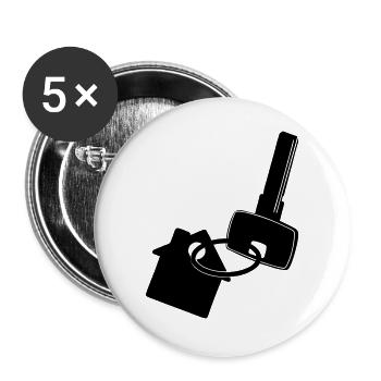 Key with house key to ring logo - Buttons large 2.2''/56 mm (5-pack) - white - Front