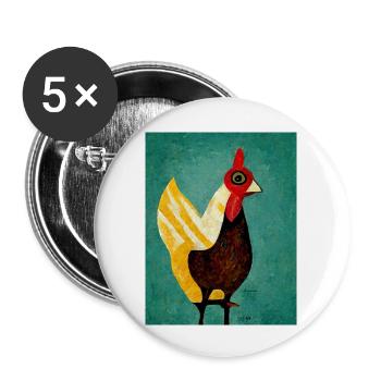 Funny Chicken Painting - Buttons large 2.2''/56 mm (5-pack) - white - Front